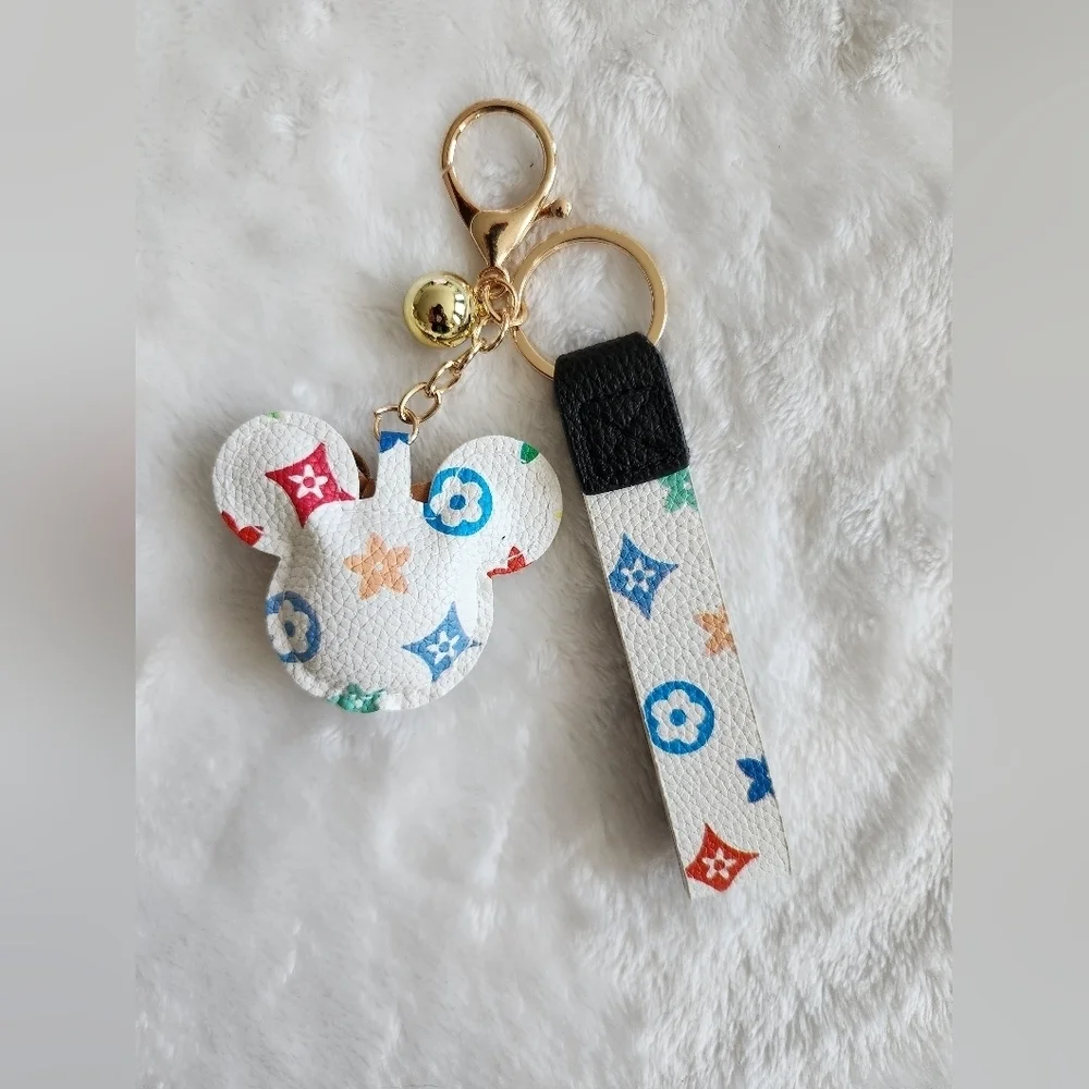Mickey Mouse White Multicolor Soft Keychain Bag Charm